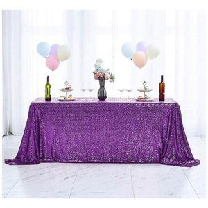 Purple Sequin 48x72 inch Tablecloth Wedding Party Linen Home Decor ~ New